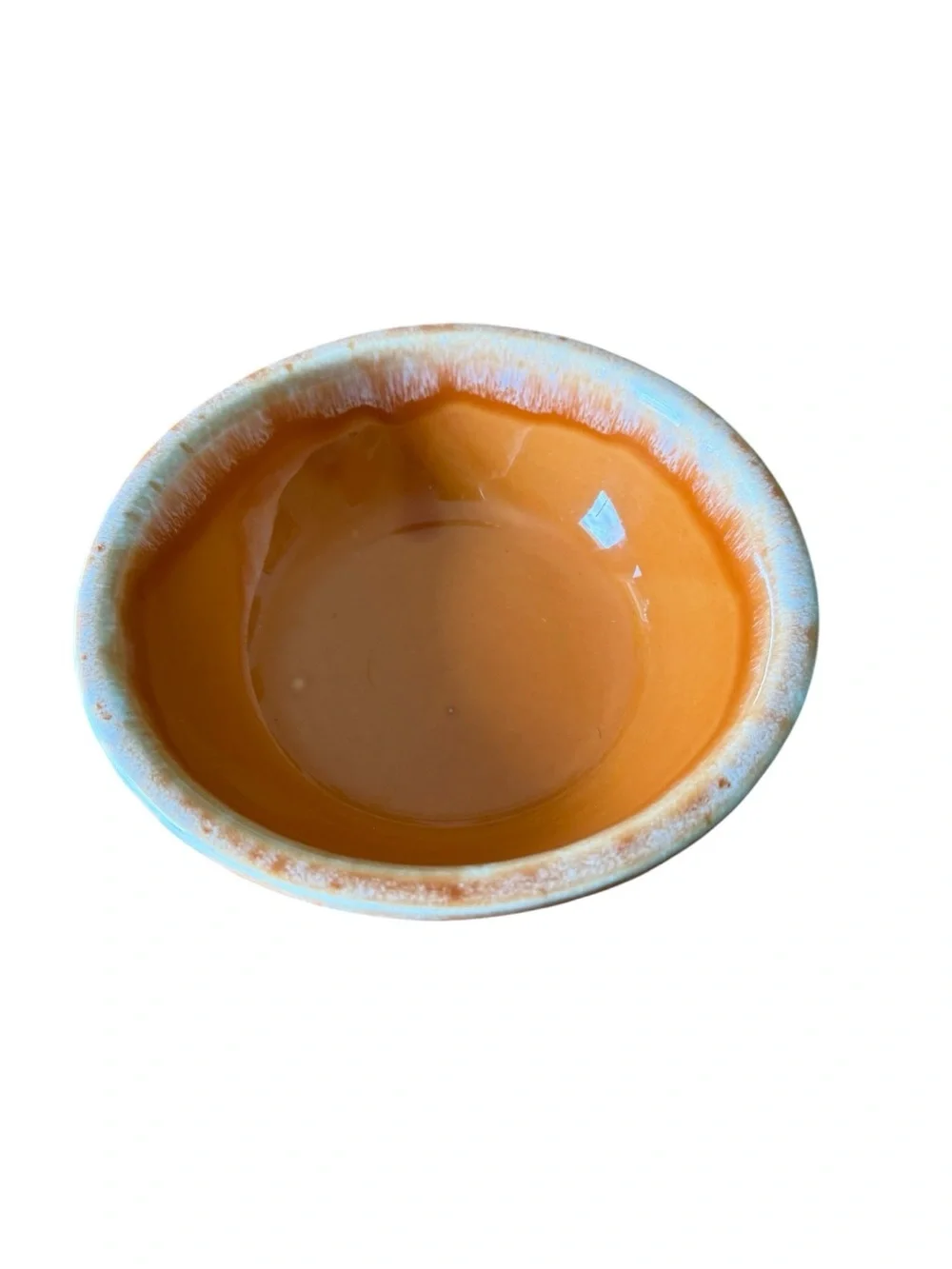 Vtg Hull Pottery Oven Proof USA Tangerine Orange Drip Glaze Bowl 6”